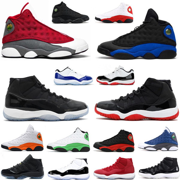 

11s Mens Basketball Shoes 11 Bred Concord Space Jam 13s Lucky Green Hyper Royal Flint Men Sports Shoe Women Sneakers Trainer With Box, Color 46