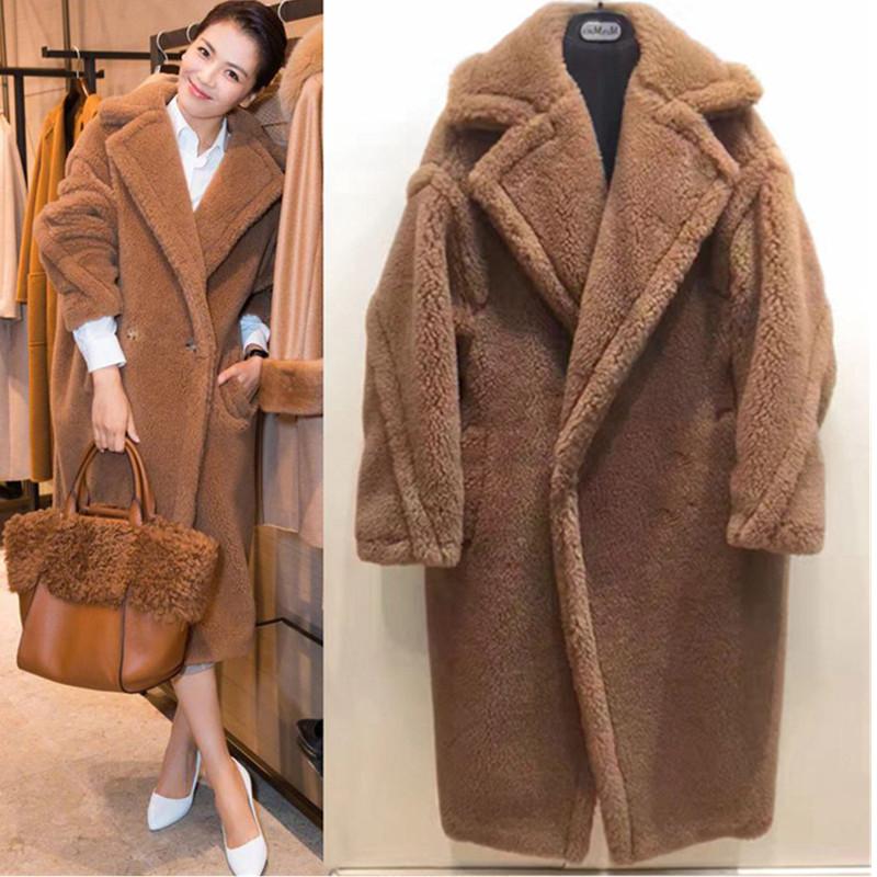 

Women fur jacket Autumn Winter New Thicken Artificial fur coat plus-size Ms Long coat Fashion lambswool women coats 1771, Khaki
