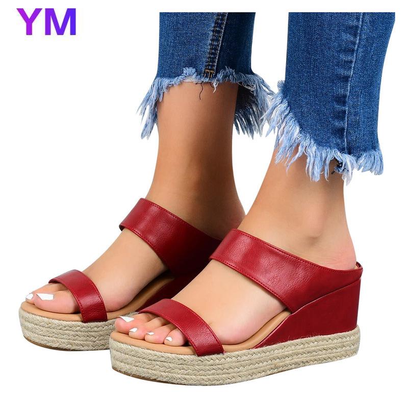 

2021 Summer Women Open Toe Breathable Beach Sandals Wedges Sandals Slip-On Thick Heel Shoes Soft Breathable Comfortable Slippers, Snakeskin