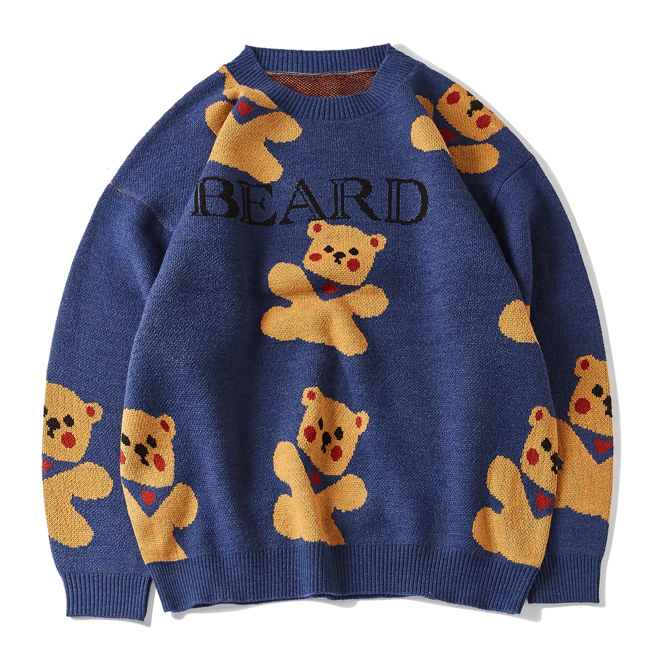 

2021 New Harajuku Plus Size Pullover Graffiti Knitted Hip Hop Streetwear Retro Fall Winter Men's Sweater 6ke0, Black