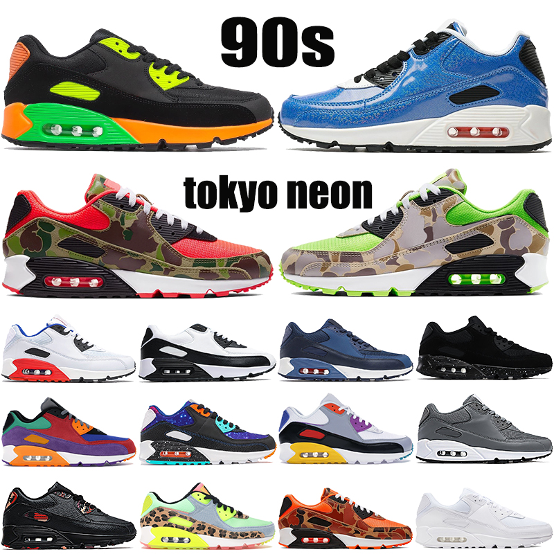 

90s cushion running shoes tokyo neon reverse duck camo Lucid green game royal triple black white mens Sneakers women trainers US 5.5-11, 40-45 undftd white blue fury