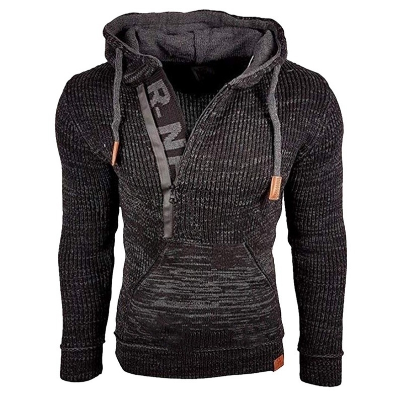 

Laamei Sweater Men Autumn Winter Hooded Pullovers Vintage Warm Knitted Sweatshirt Men's Fashion Rope Casual Slim Knit Sweater 201201