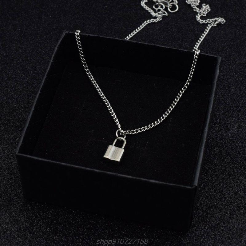 

Mini PadLock Pendant Necklace Titanium Rolo Cable Chain Necklace Fashion Jewelry N04 20 Dropshipping