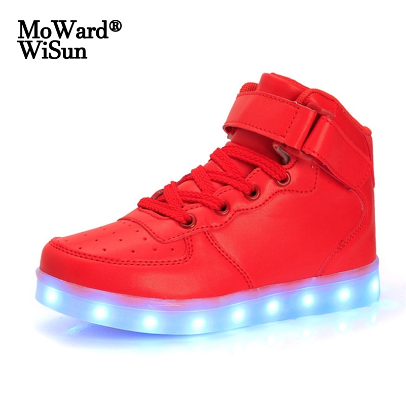 

Size 25-42 Children Luminous Sneakers LED Shoes with Light Up Glowing Shoes for Kids Boys Girls Baskets LED Slippers 201113, Black