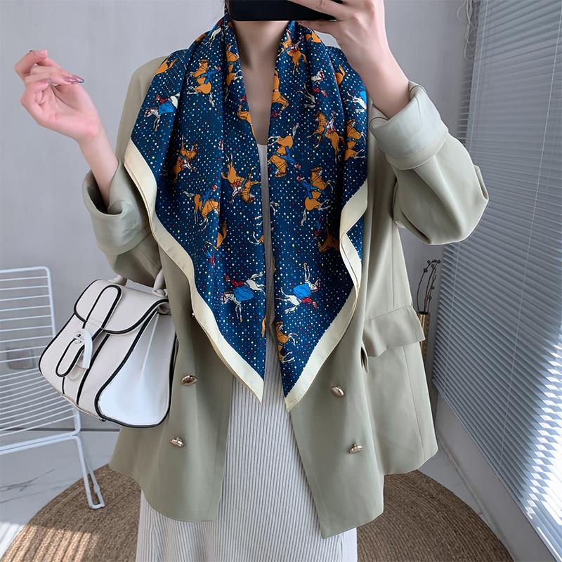 

2021 new spring women scarf quality shawl silk fashion scarf headscarf beach sunscreen bag headscarf 90cm*90cm