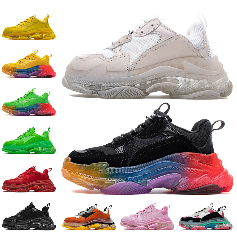 

Hot Fashion luxurys triple s platform sneakers men women vintage designer casual dad shoes Pairs 17FW Crystal Bottoms Clear Sole trainers, #31