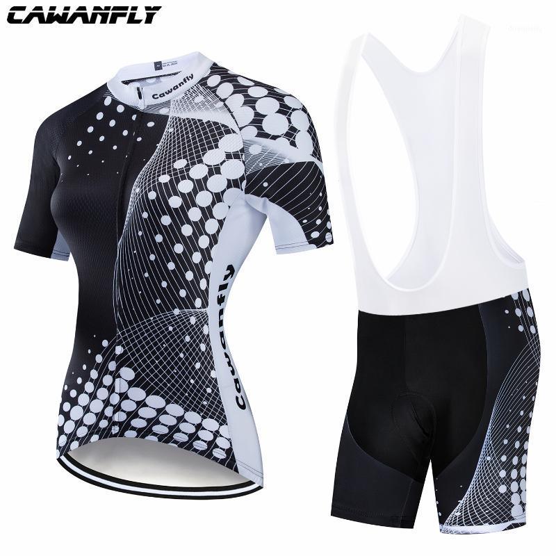 

CAWANFLY Cute Cycling Shirt Women Pro Team Bicycle Cycling Jersey Set Ropa Ciclismo Mujer Mountain Bike Clothing1, Silver