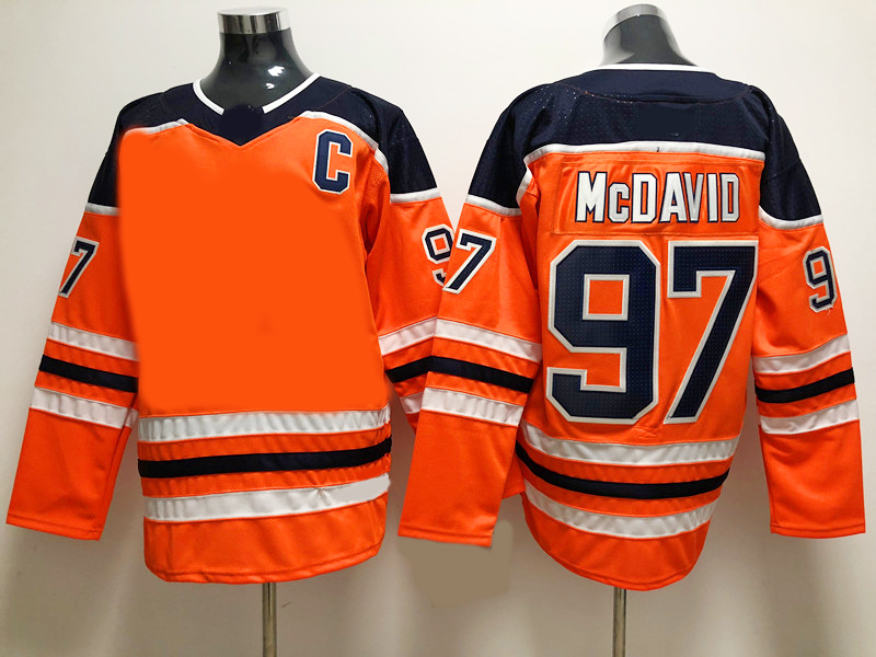 

#97 McDavid White Road Stitched Jersey,men 19 MAROON 29 DRAISAITL 27 LUCIC 93 NUGENT-HOPKINS Training Ice Hockey Jersey Wear, 99 gretzky white orange