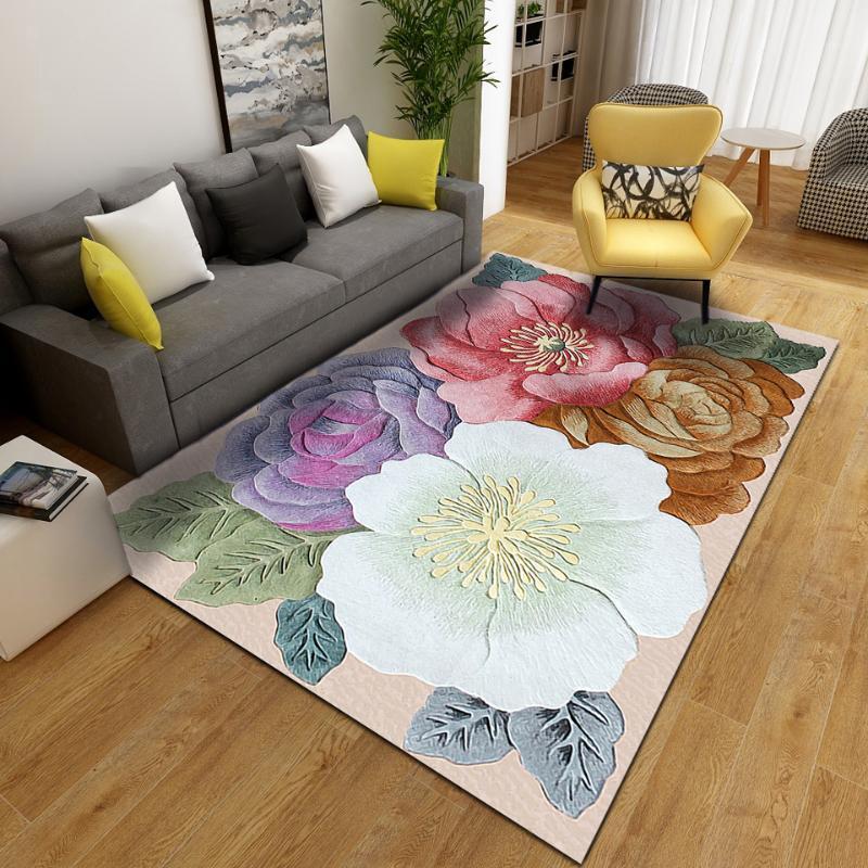 

3D Carpet Black Non-Slip Entrance Door Mat Family Living Room Kitchen Corridor Living Room Carpet Art Flower Decoration Mat1, Customizable