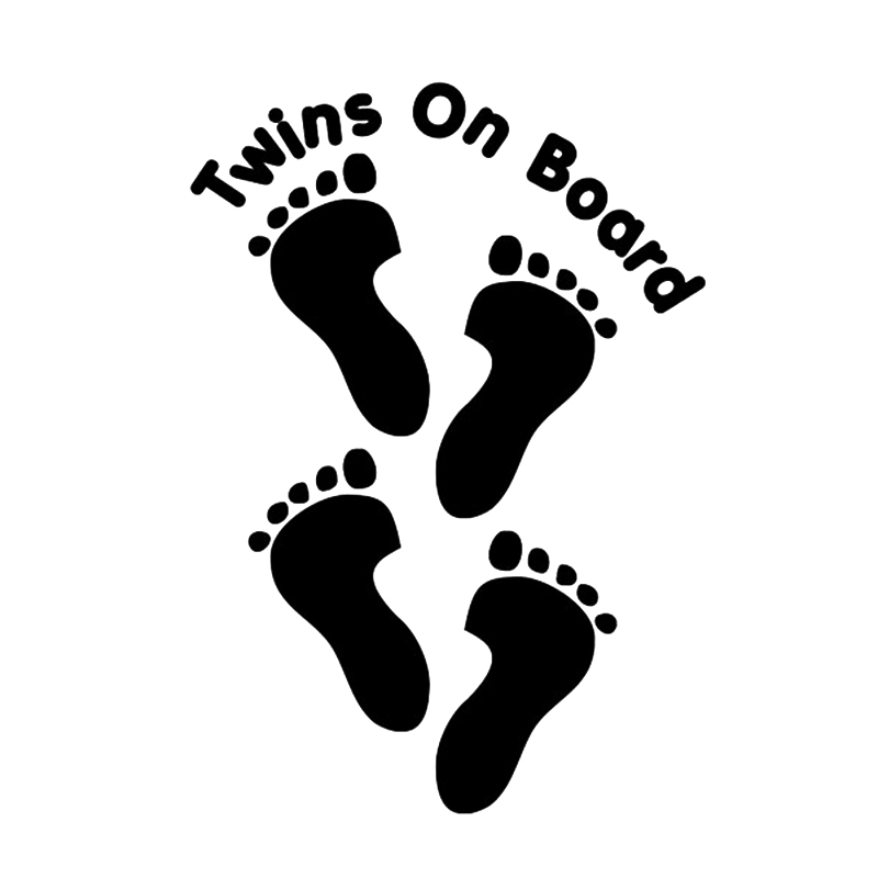 

20*14cm TWINS ON BOARD FOOTPRINT CAR DECAL STICKER Funny Car Window Bumper Novelty JDM Drift Vinyl Decal Sticker, Color