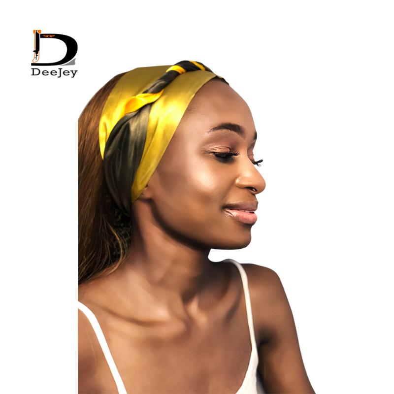 

New Polyester Satin Silk Head Scarf Custom Printed Logo Wholesale African Head Wraps Fashion Woman Luxury Wide Satin Headband