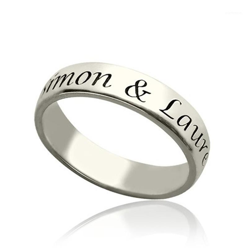 

Personized 925 Silver Engagement Ring Customized engraved Couple Name Rings jewelry For Wedding Gift For Girls #EW401
