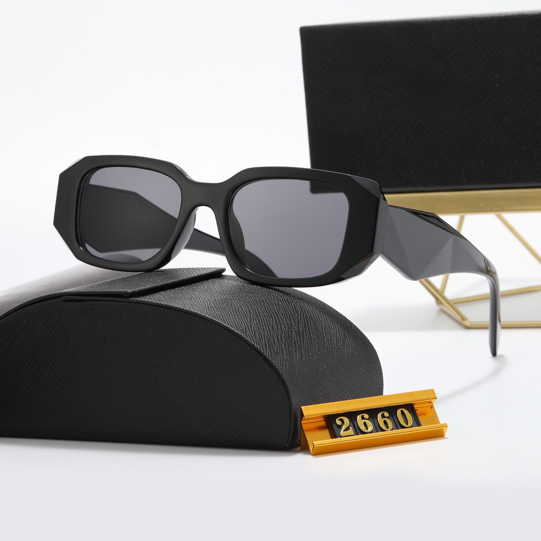 Fashion Sunglasses For Man Woman Unisex Designer Goggle Beach Sun Glasses Retro Small Frame Luxury Design UV400 Black-Black 7 Color Optional 2660 Top Quality With Box