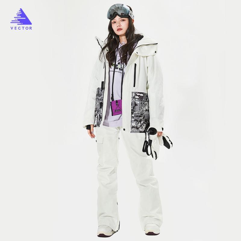 

VECTOR Brand Men Women Ski Pants Ski Suit Jacket Winter Warm Windproof Waterproof Outdoor Sports Snowboard Coat Trousers1, Color 1