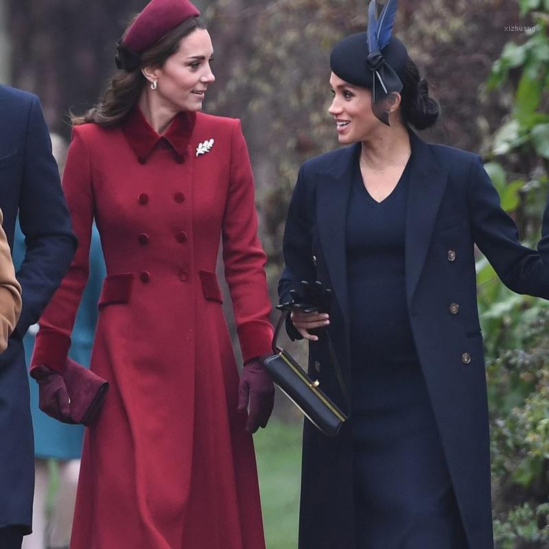 

Women' Wool & Blends Sale Kate Princess Red Coat Fahion Warm Double Breasted Turn-down Collar Coat1, As pic