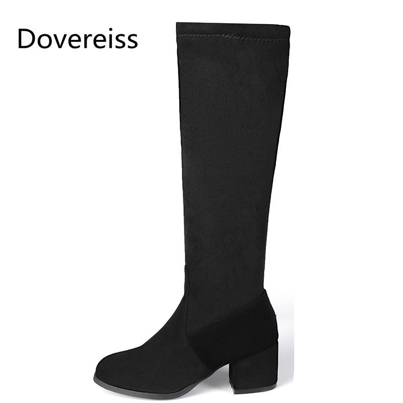 

Winter For Woman New Fashion Sexy Consice Apricot Black New Round toe Boots Block heels Chunky Heels Knee high boots 32-48