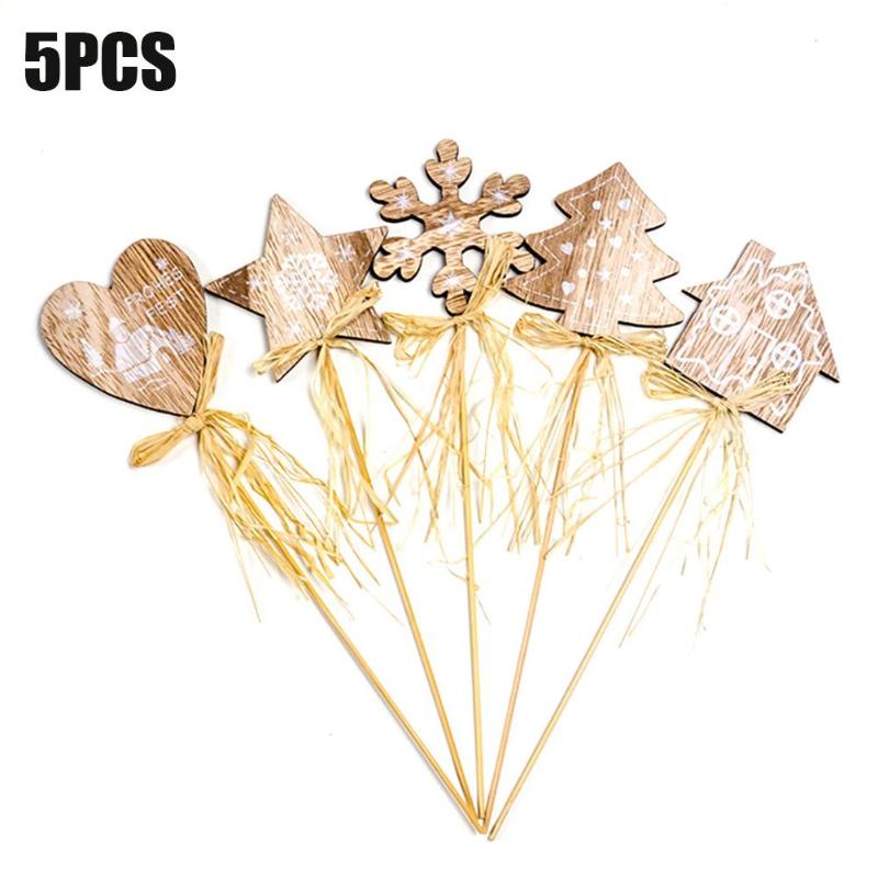 

5PCS Christmas Wooden Decoration Insert Household Table Decoration Christmas Tree