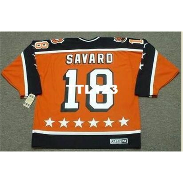 

740s #18 DENIS SAVARD 1984 Campbell "All Star" CCM Vintage Retro Hockey Jersey or custom any name or number retro Jersey, Orange