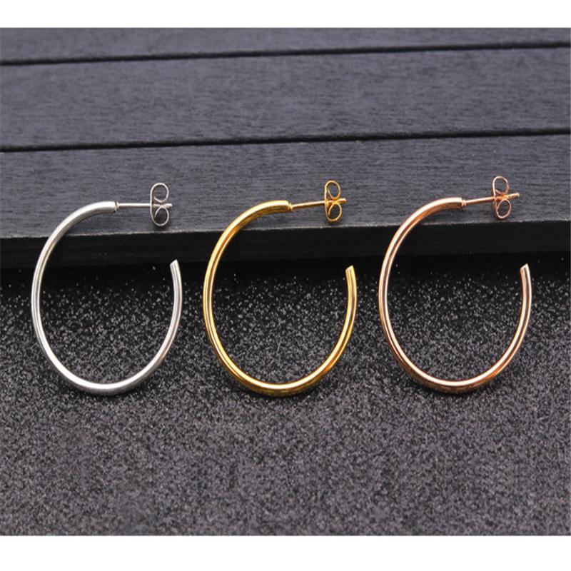 

Hoop & Huggie Modern Stylish 10mm/15mm/20mm/30mm Round Design Earring Studs Gold / Silver Rose Ear Ring Elegant Fashion Women Gift