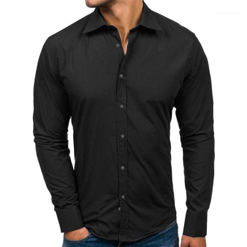 

KLV Shirts Men Casual Solid Design Buttons Shirt Long Sleeve Top Blouse Business And Leisure Style Shirt New Shirts1, Black