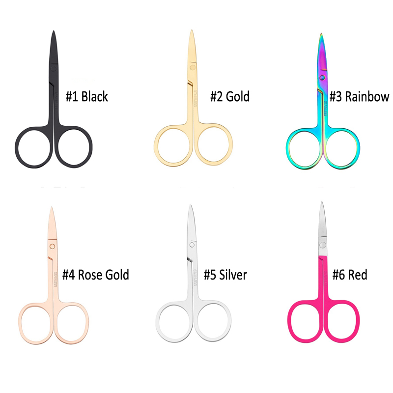 

MP044 Stainless Steel Hair Scissors Facial Trimming Tweezers Makeup Beauty Tool Nail Cuticle Manicure Tool Eyebrow Scissors Cutting Scissors, Multicolor