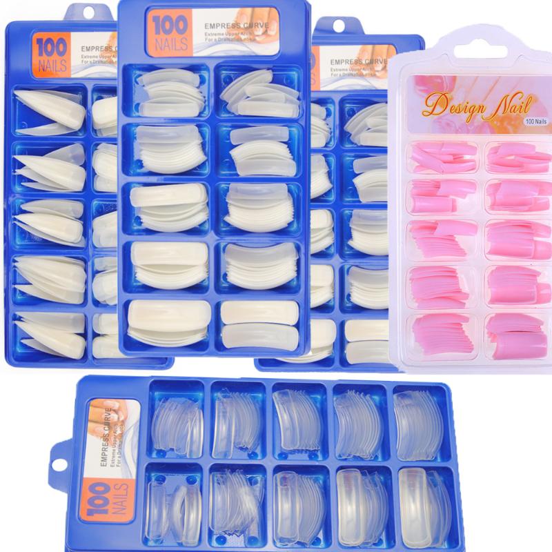 

100pc-10Size Fake Nails French Half-Cover False Nail Art Tips Press On Nails Acrylic UV Gel Manicure Tip For Lady Make Up%, Red