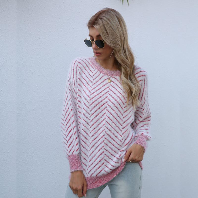 

Women Sweaters And Pullovers Knit Stretch Striped Korean Top Knit Plus Size Harajuku Fall Winter Clothes Casual Tops#F30, Beige