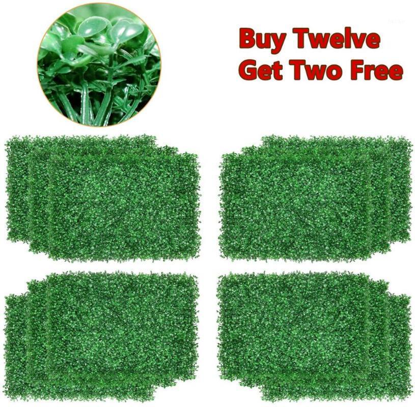 

Artificial Boxwood Faux Hedge Wall Backdrop for Outdoor, Balcony, Garden Fence Screen and Indoor Wall Decoration1, Buy 12 get 2 free