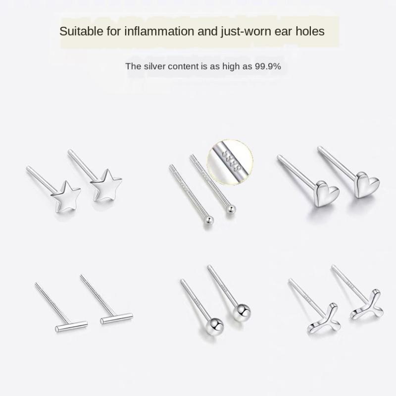 

JIOROMY Trendy Minimalist Real S999 Sterling Silver Mini Small Love Heart Stud Earrings for Women Student Teen Jewelry Gift