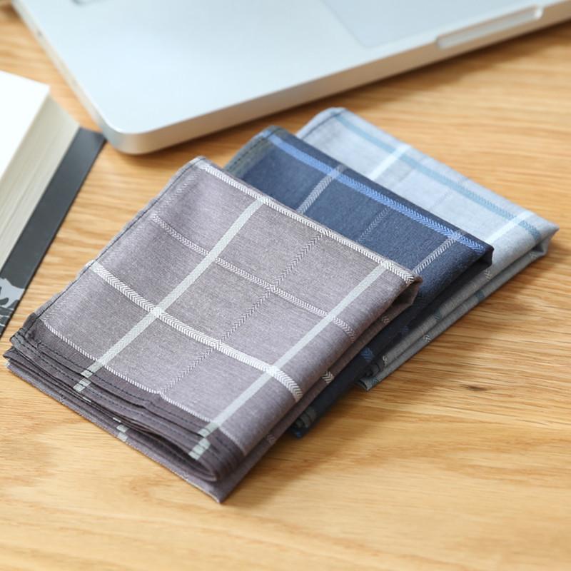 

Bow Ties 1PC Grey Gentleman Pocket Squares Cotton Plaid Grid Strip Men Business Chest Towel Hanky Handkerchiefs Hankies Scarves 43*43cm