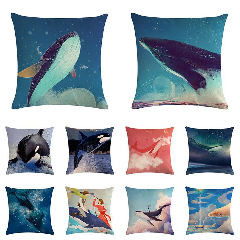 

Fish Pillows Nature Nautical Ocean Sea Seaweed Coral Whale Dolphin Throw Pillow Cover Decorative Pillow Case Cushion Cover