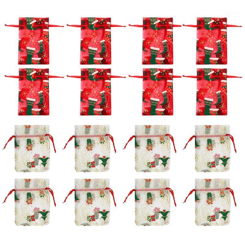 

50Pcs Drawstring Bags Organza Bags Bundle Pockets Candy Pouch Gauze Pouch For Christmas Gift Chocolate Holiday1