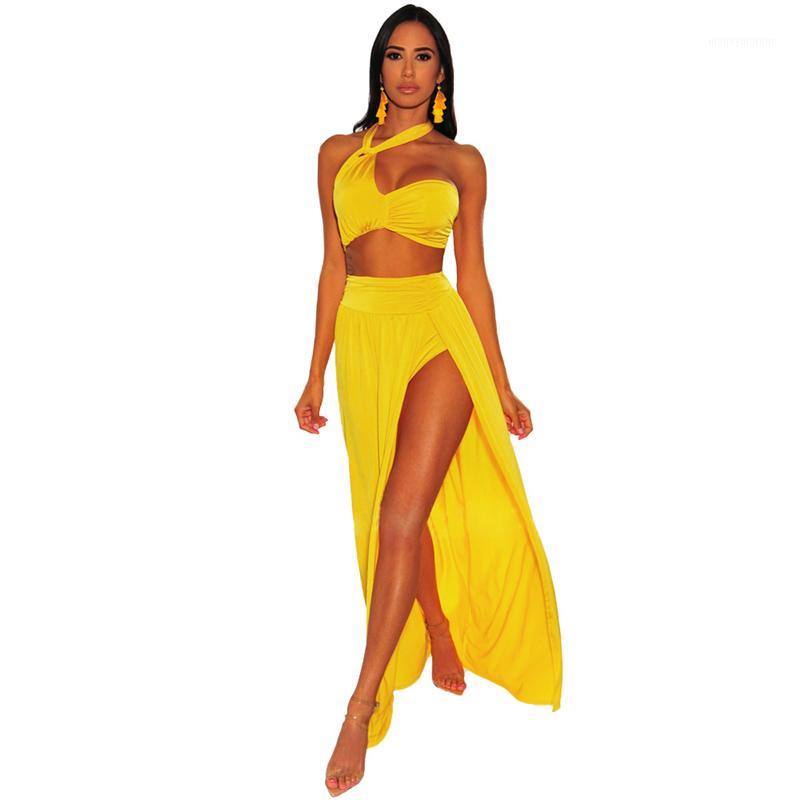 

Women Solid Fashion Sleeveless Shirt + Casual Beach Party Long Skirt Cute Short Two Piece Set Ladies Dresses Wholesale Dropshper1, Black