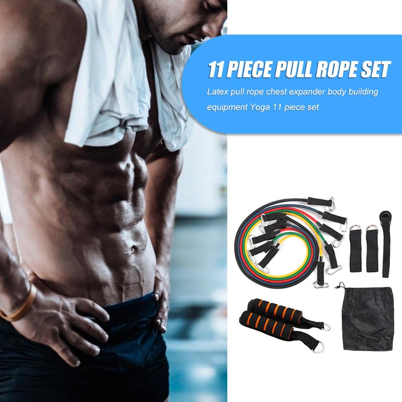 

11pcs/set Resistance Band TPE Elastic Pull Rope Home Gym Fitness Workout Sports Body Building Equipment Tools 20x20x20cm