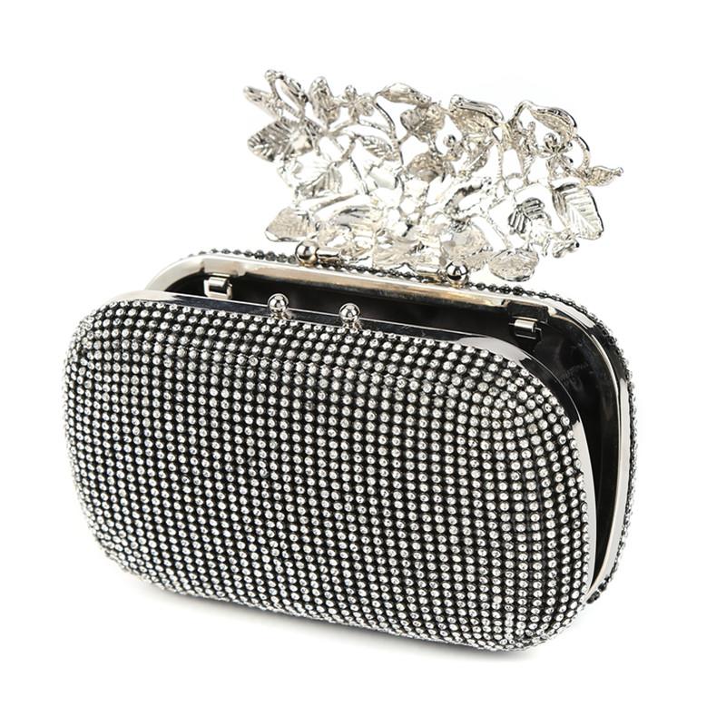 

Woman Banquet Handbags Full Diamond Rhinestone Clutch Crystal Wallet With Chain Wedding Purse Party Banquet Ladies Handbag, Black