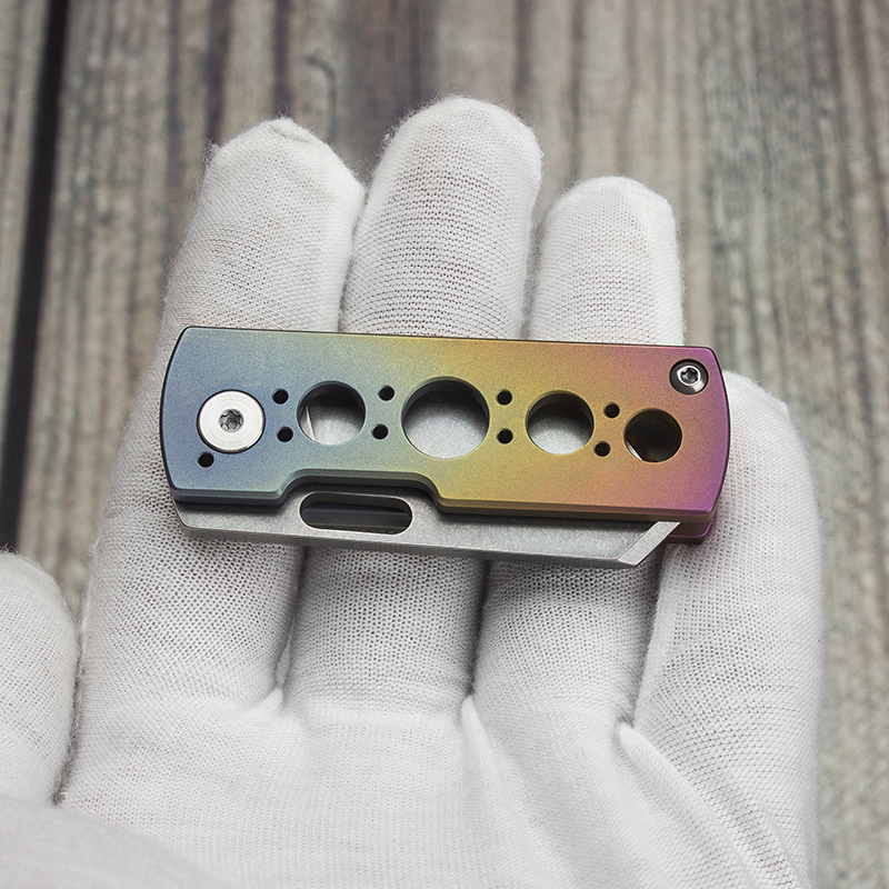 

SUZAKU ZQ605 Mini Folding Knife D2 Steel Micro Blade Titanium Handle Gentleman Chain Keychain Knives Multifunction Emergency Tools Tactical Survival Pocket EDC