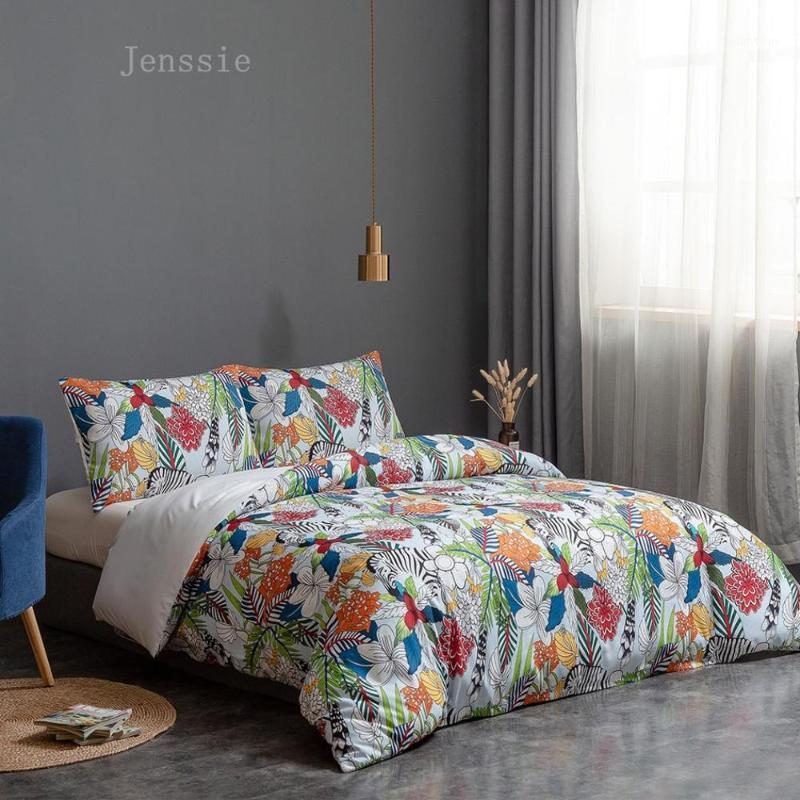 

Cartoon Zebra Colorful Flower Printed Bedding Cover Set Kid Duvet Cover Adult Child Comforter and Pillowcases Bedding Set1, As picture