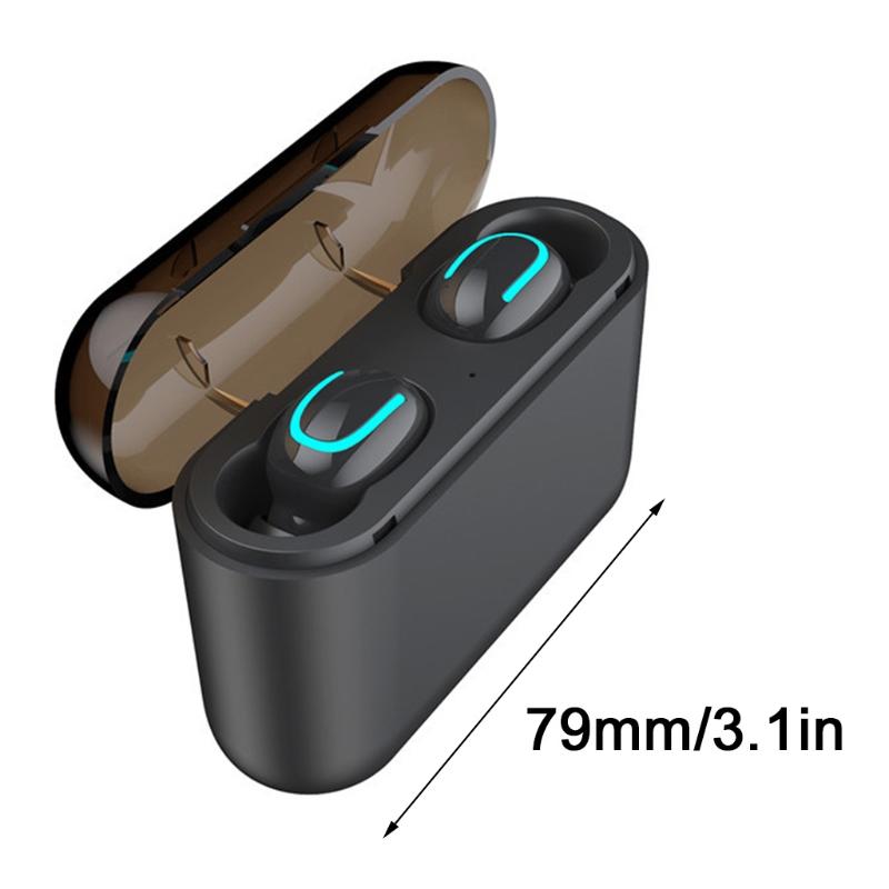

Q32 Wireless Bluetooth 5.0 TWS Mini Earbuds Portable Handsfree Microphone Headset with Charging Case Gaming Earphone, Black