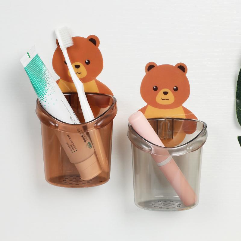 

045 Multi-function Bear's water bath traceless storage cup toothbrush paste shelf