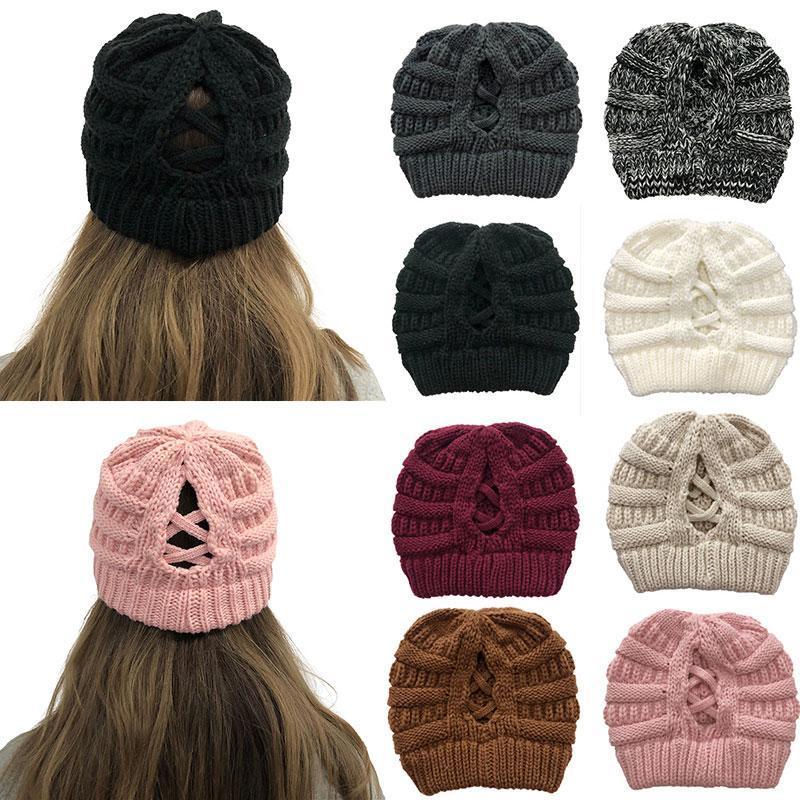 

Women Beanie Ponytail Hat Lady Beanie Tail Messy Soft Bun Knitted Cap Skull Stretchy Winter Warm Stretchy Knit Hats Accessories1