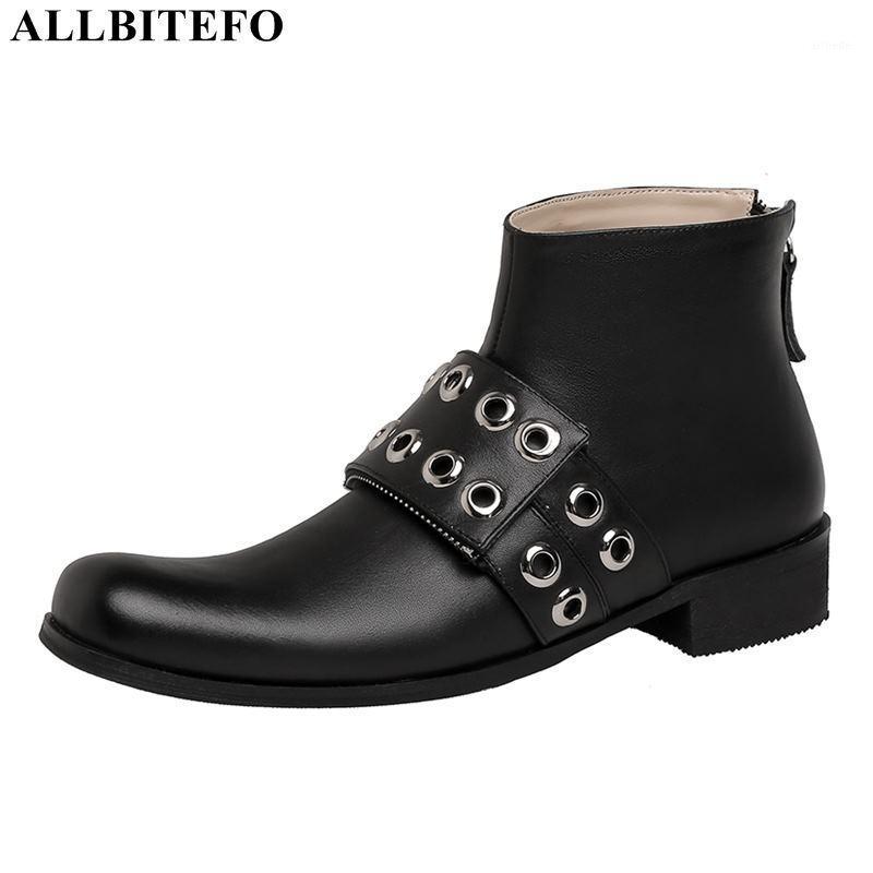 

ALLBITEFO High quality natural genuine leather women boots cow leather fashion ankle boots motocycle high heel shoes1, As picture