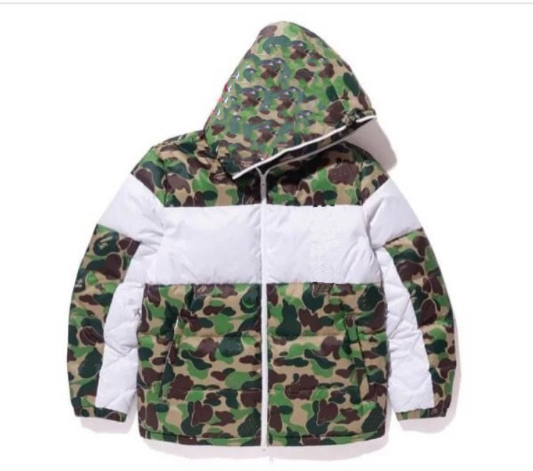 

Men' Cotton Coat 20FW Men Winter Jacket Fashion Camouflage Print 3 Stripe Trend Letter Leaf Print Men' Warm Jacket Size -2XL, Multi