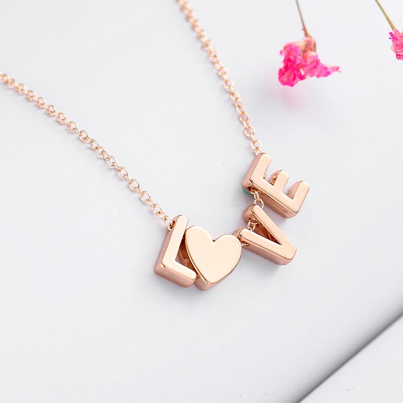 

TOGORY Fashion LOVE Letters Initial Choker Necklaces for Women Rose Gold Color Letter Pendant Name Necklace Dainty Jewelry