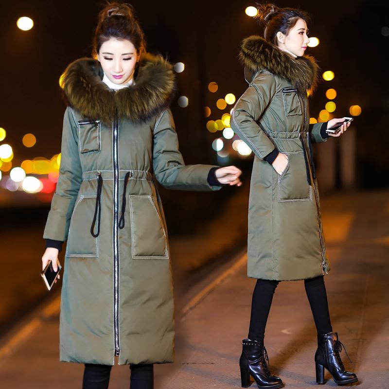 

ZVAQS Women' Costumes 2020 Winter 90%white Duck Down Jackets Woman Real Raccoon Fur Collar Parkas Jacket Coats Ropa Mujer TN103, Black