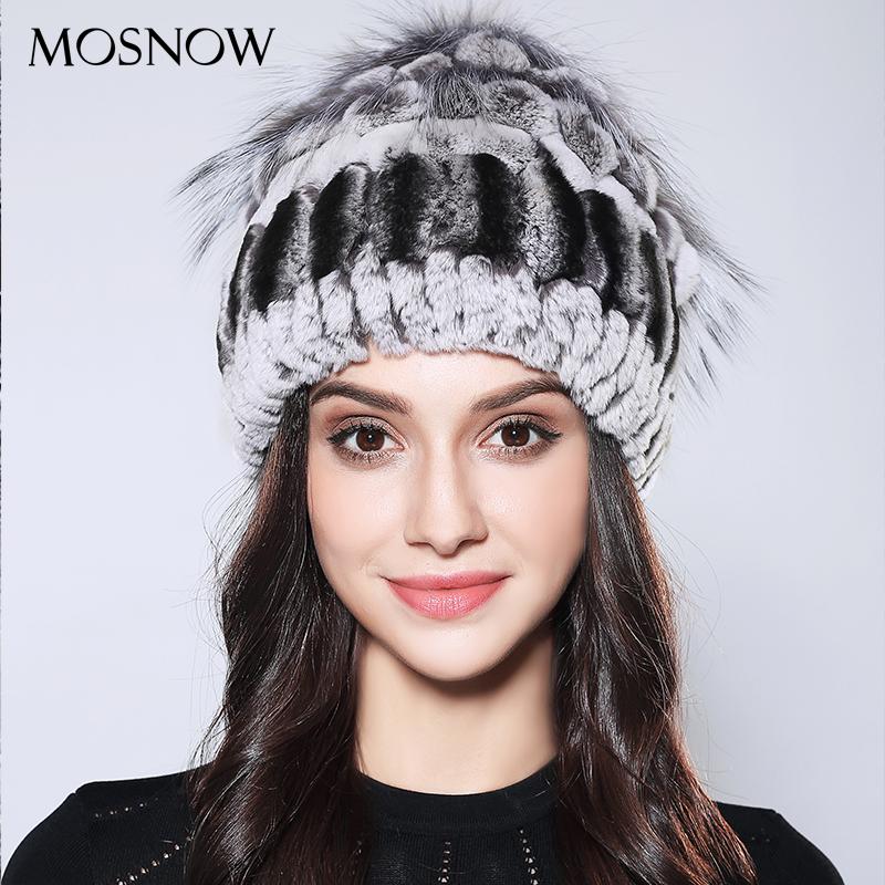 

100% Real Rex Fur Hat Female Brand Elegant Flower New Mixed Color 2020 Fashion Wool Lining Bonnet Caps For Women, Color 8