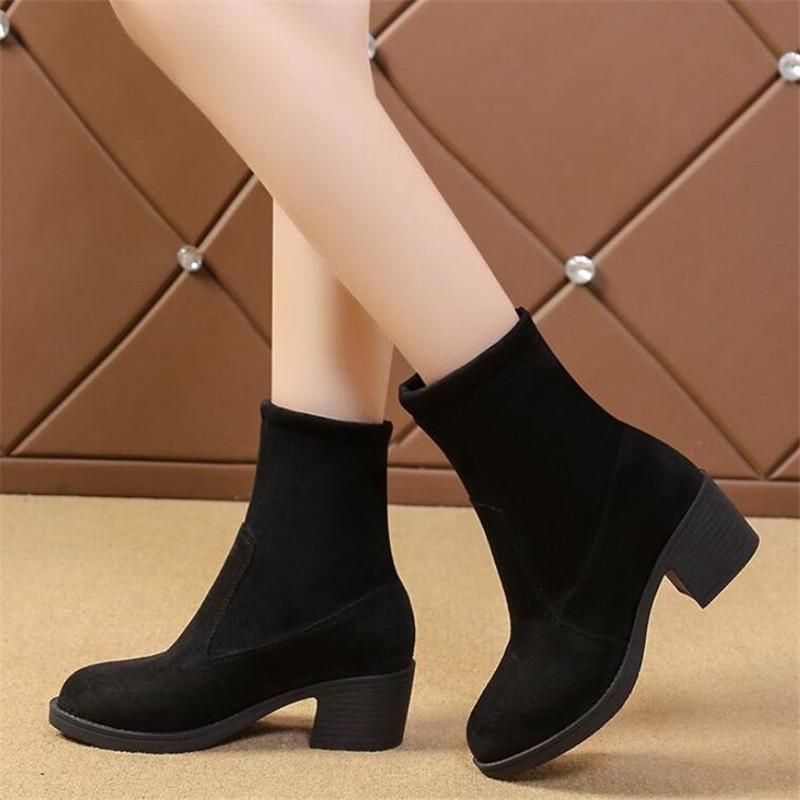 

Round toe solid color snow boots 2020 new flat-heeled cotton shoes slope heel platform women's boots fashion casual womens shoes, B5-01