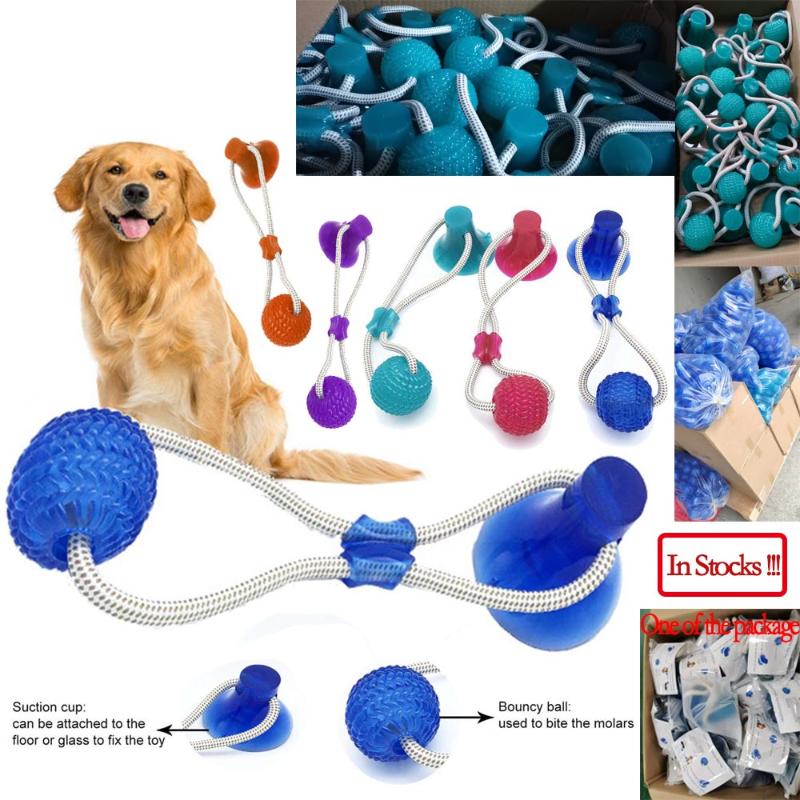 

Pet Cats Dogs Interactive Suction Cup Push TPR Ball Toys Elastic Ropes Pet Tooth Cleaning Chewing Playing IQ Treat Puppy Toys