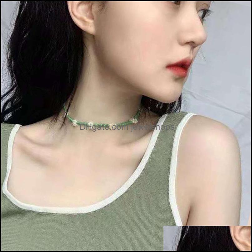 

Beaded Necklaces & Pendants Jewelry Ins Style Seed Beads Daisy Flower Choker Necklace For Yound Ladies Gift Drop Delivery 2021 Ygwsc