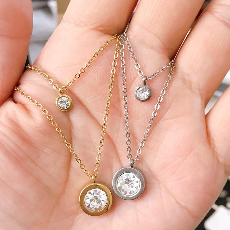 

Chokers SUQI 316L Stainless Steel No Fading Necklace Crystal Rhinestone Multilayer Necklaces For Women Wedding Valentine's Day Gifts