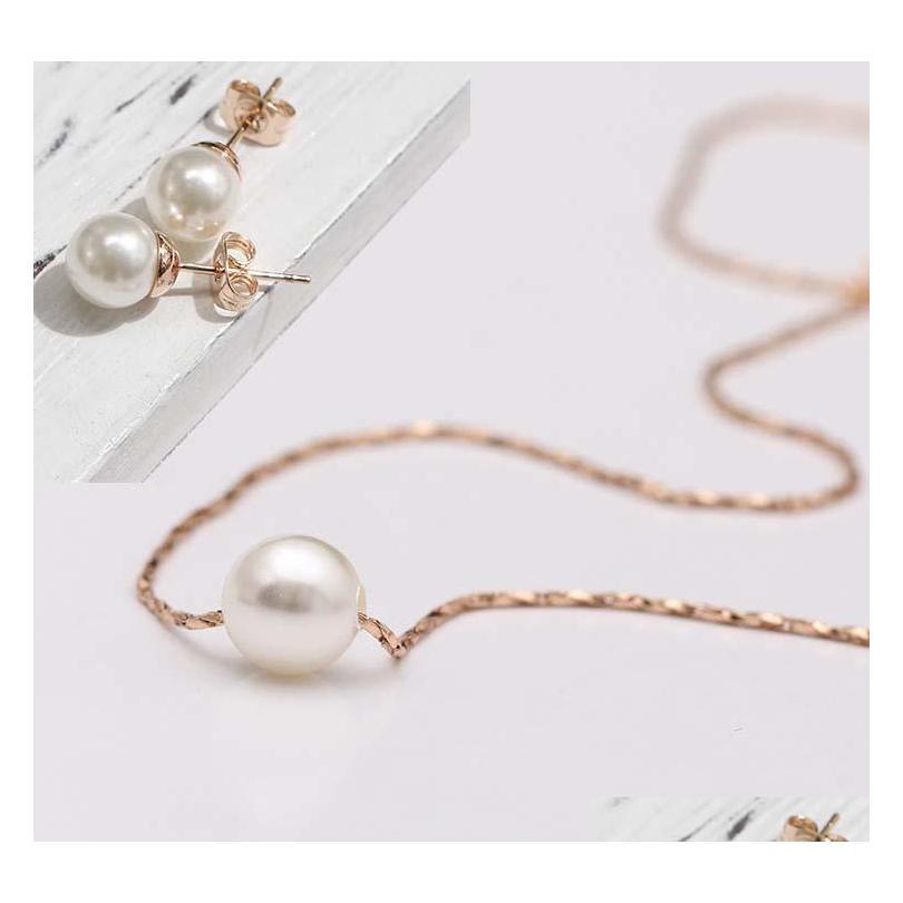 

2015 New Mini Pearl Pendant Necklace And Earrring For Women ,18K Gold Plated Chains Necklaces And Earring , Fashion Jewelry , Zyc7R, Same as picture